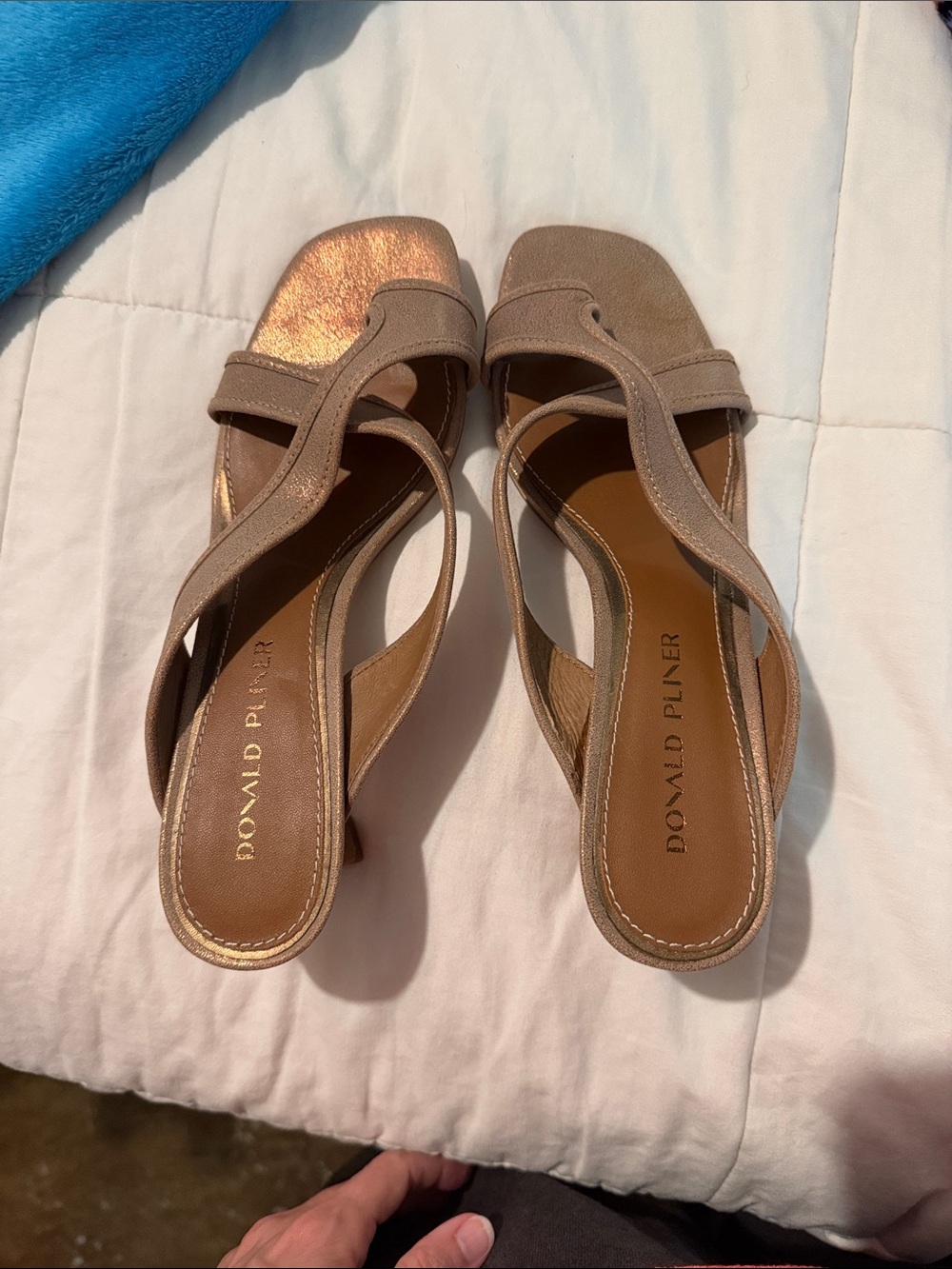Donald J. Pliner Metallic Taupe Slingback Mules